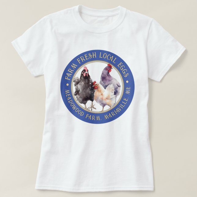 Mercado de camisetas de huevos locales de granja f (Diseño del anverso)