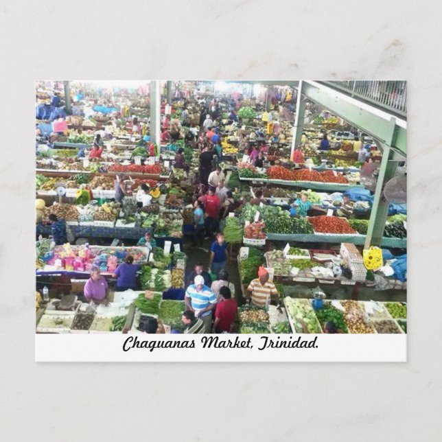 Mercado de Chaguanas, postal de Trinidad (Anverso)