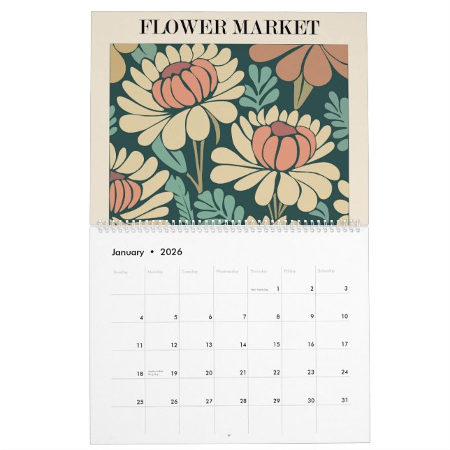 Mercado de flores 2 Bonito del calendario (Jan 2026)