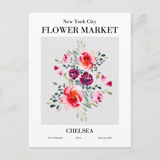 Mercado de flores de Nueva York, postal Chelsea (Anverso)