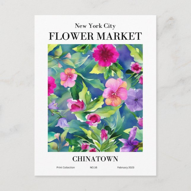 Mercado de flores de Nueva York, postal de Chinato (Anverso)