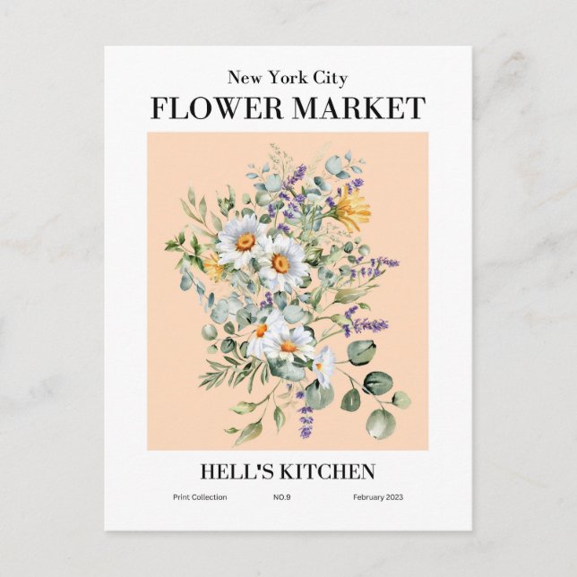Mercado de flores de Nueva York, postal de cocina  (Anverso)