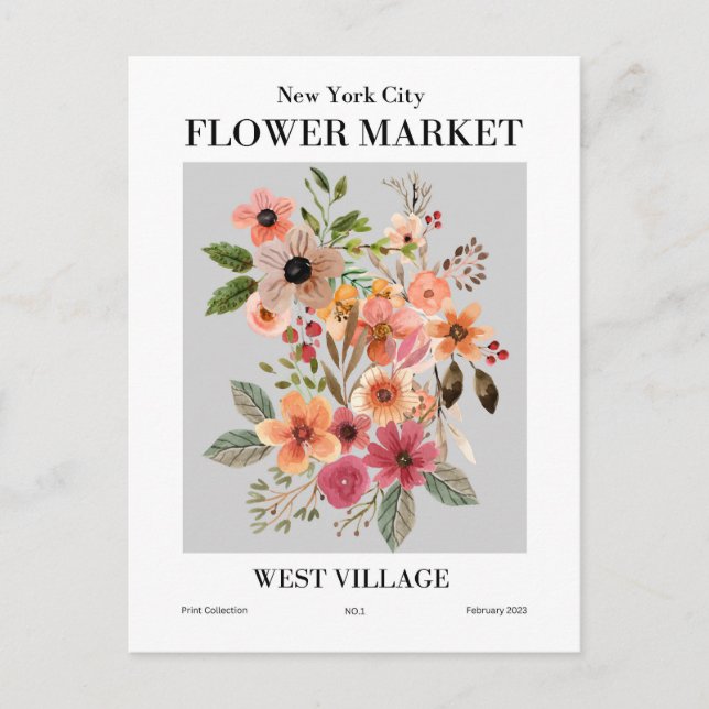 Mercado de flores de Nueva York, postal de West Vi (Anverso)