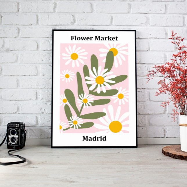 Mercado de flores Madrid, diseño de arte mural (living room décor, above bed wall art, modern home décor, nursery wall art, large wall décor, canvas)