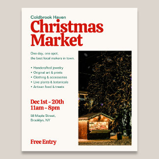 Mercado de Navidad Foto Editorial Retro Flyer