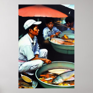 Mercado de pescado - Arte de lienzo