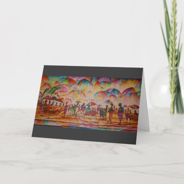 Mercado del paraguas - tarjeta de felicitación (Anverso)