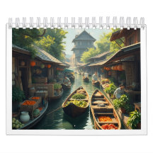 Mercado flotante de Siam con calendario