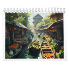 Mercado flotante de Siam con calendario