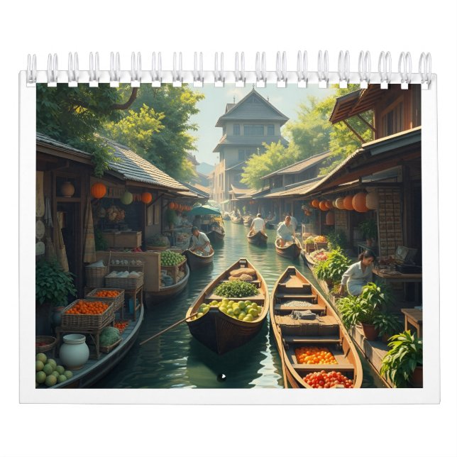 Mercado flotante de Siam con calendario (Tapa)