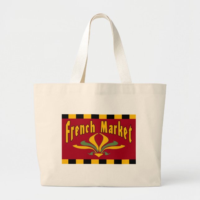 Mercado francés Nueva Orleans Gran Bolsa De Tote (Frente)