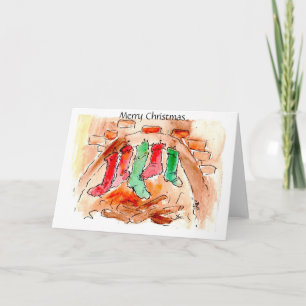 Mercancías Chimenea Feliz Navidad Tarjetas de arte