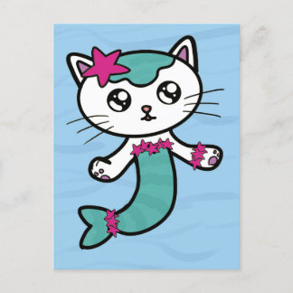 Mercat Mermaid gato lindo postal