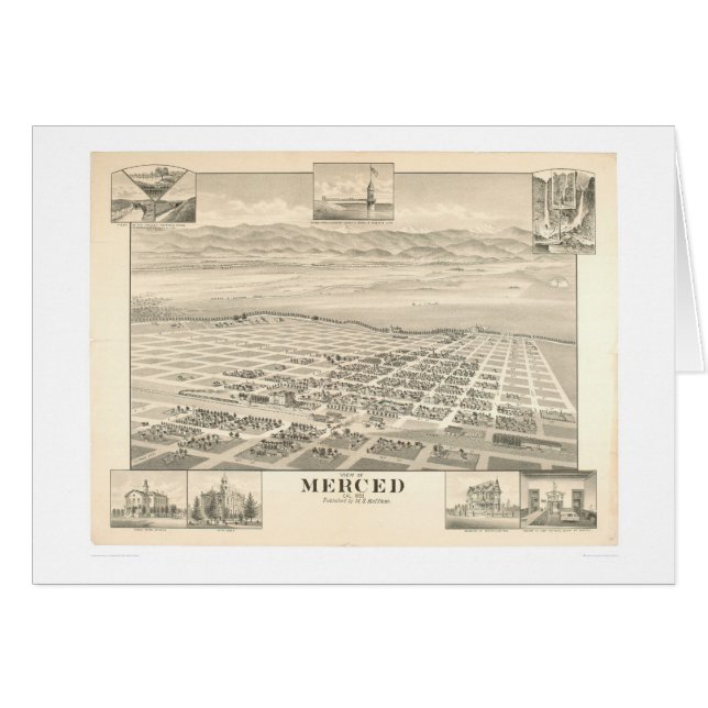 Merced, mapa panorámico 1888 (1062A) del CA (Anverso (Horizontal))