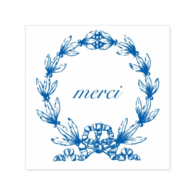 "merci" en el sello de autoreintado de Laurel Wrea (Diseño)