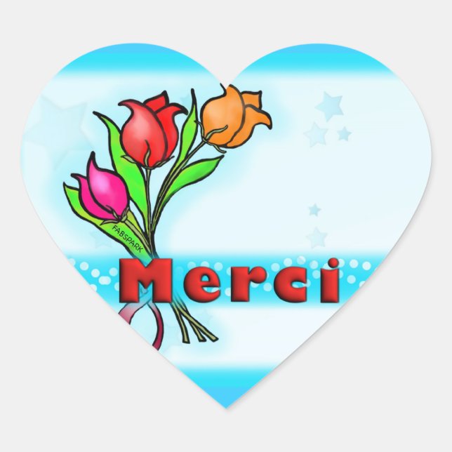 MERCI Francés Gracias personalizados pegatinas (Anverso)