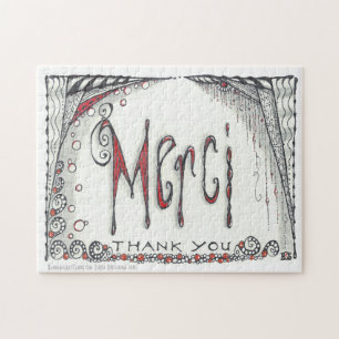 "Merci - gracias" el rompecabezas 8x10 o 11x14
