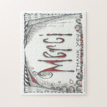 "Merci - gracias" el rompecabezas 8x10 o 11x14