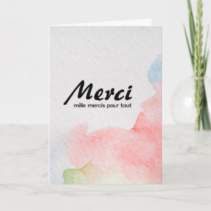 Merci Mille Mercis Acuarela Tarjeta de Agradecimie