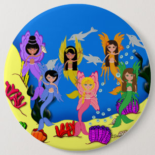 Merhemias en el océano con delfines botón grande