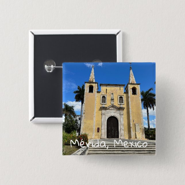 Mérida, México - botón cuadrado (Anverso y reverso)