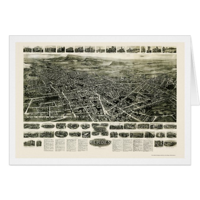 Meriden, mapa panorámico del CT - 1918 (Anverso (Horizontal))