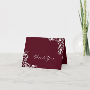 Merlot Floral Swirls Tarjeta de agradecimiento