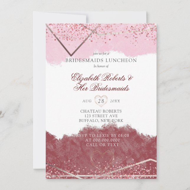 Merlot y Rubor Pink Bridesmaids Luncheon (Anverso)