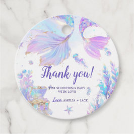 Mermaid Baby Shower Round Favor Etiqueta