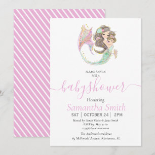 MERMAID BABY SHOWER SEA PINK Invitación