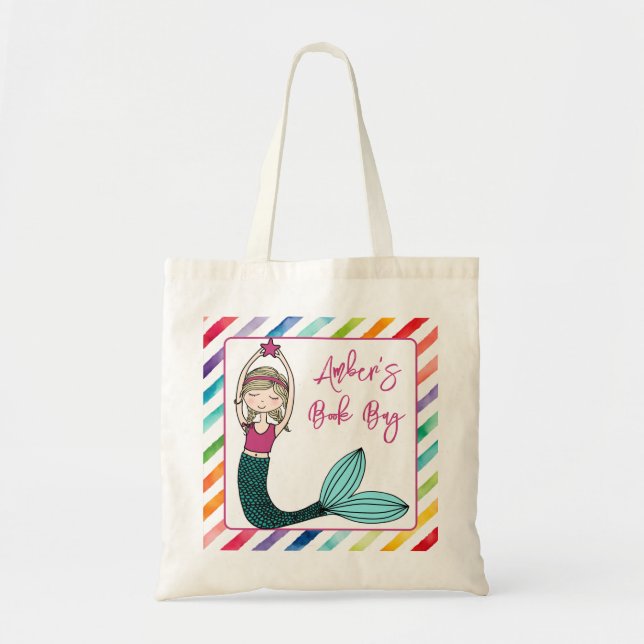 Mermaid, bolso de libro escolar personalizado para (Frente)