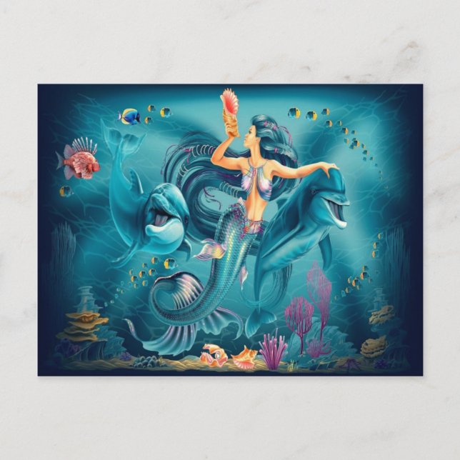Mermaid con tarjeta postal para delfines (Anverso)