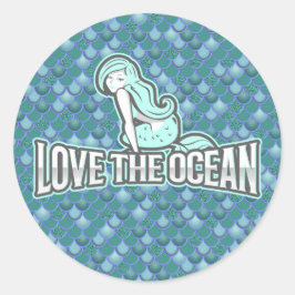 Mermaid Cute azul Classic Round Pegatina