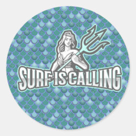 Mermaid Cute azul Classic Round Pegatina