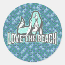 Mermaid Cute azul Classic Round Pegatina