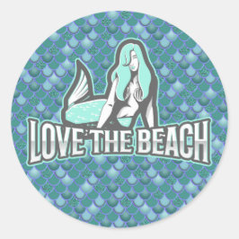 Mermaid Cute azul Classic Round Pegatina