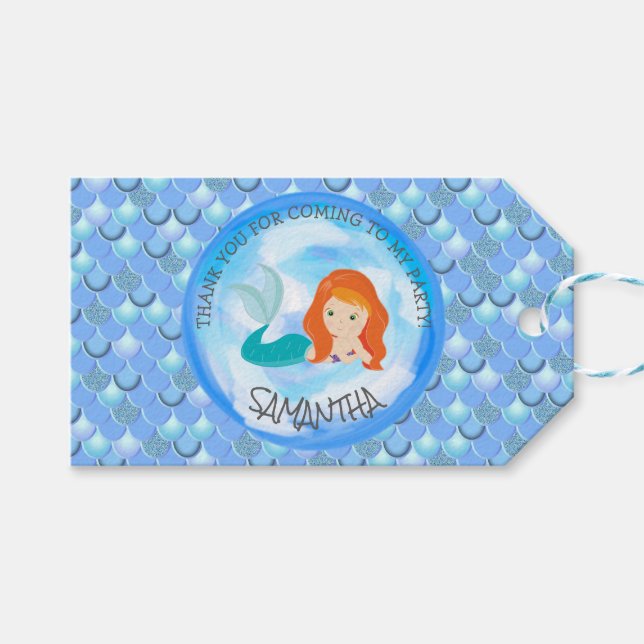 Mermaid fiesta Blue Gracias Etiqueta De Regalo (Frente (Horizontal))