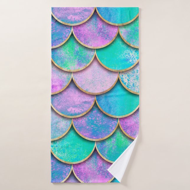 Mermaid fish scale wave japanese seamless pattern. (Toalla de baño)