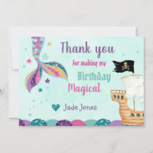 Mermaid Gracias Cartas, Tarjetas de Cumpleaños de