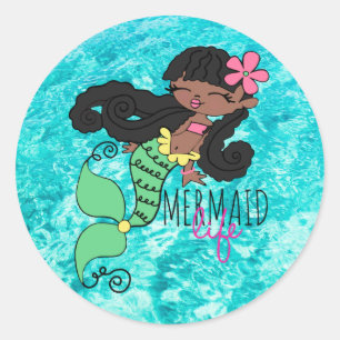 Mermaid Life B Classic Round Pegatina