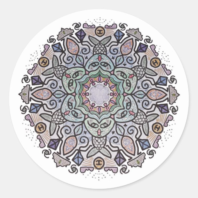 Mermaid Mandala Pegatina (Anverso)