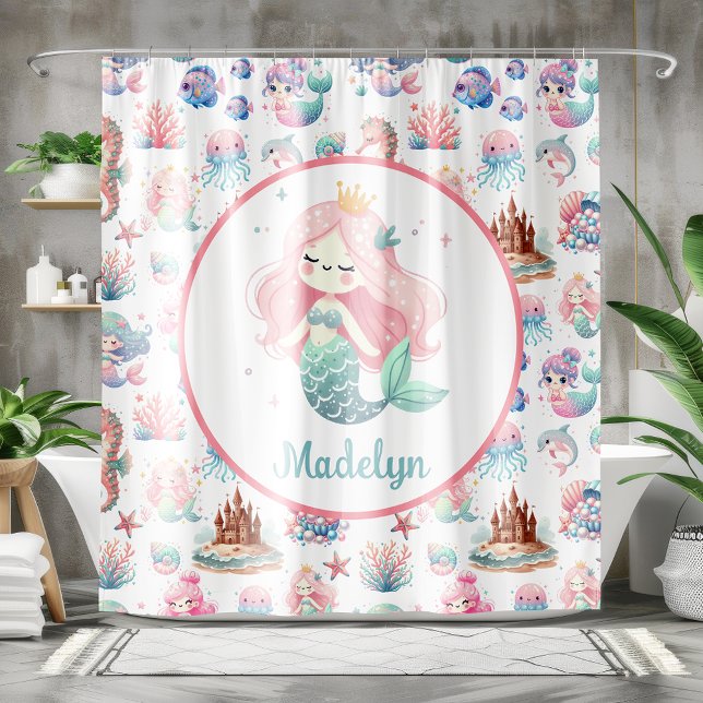 Mermaid Shower Cortina Mermaid Baño Decoración (Customizable Mermaid Shower Curtain)