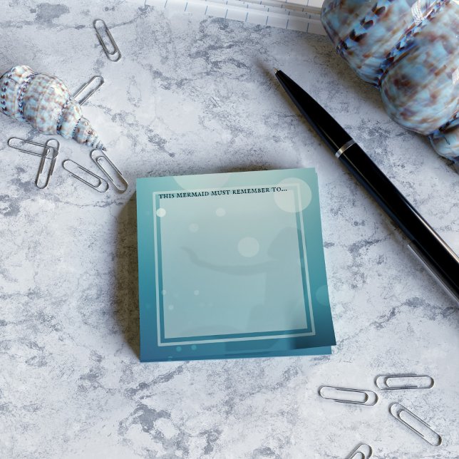 Mermaid Silhouette Aqua Blue Green Post lo nota (Add your name to these mermaid themed post it notes)