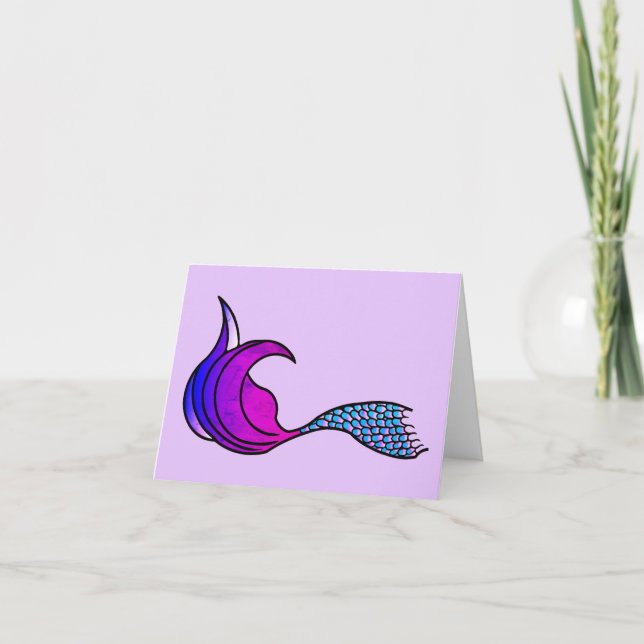 Mermaid Tail con tarjeta de nota en blanco rosa, p (Anverso)