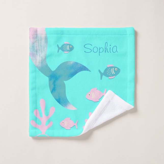 Mermaid Under the Sea Pastel Pink Blue Aqua Girls (Toallita)
