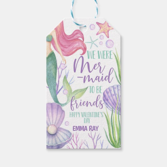 Mermaid Valentine Favor Etiqueta (Anverso)
