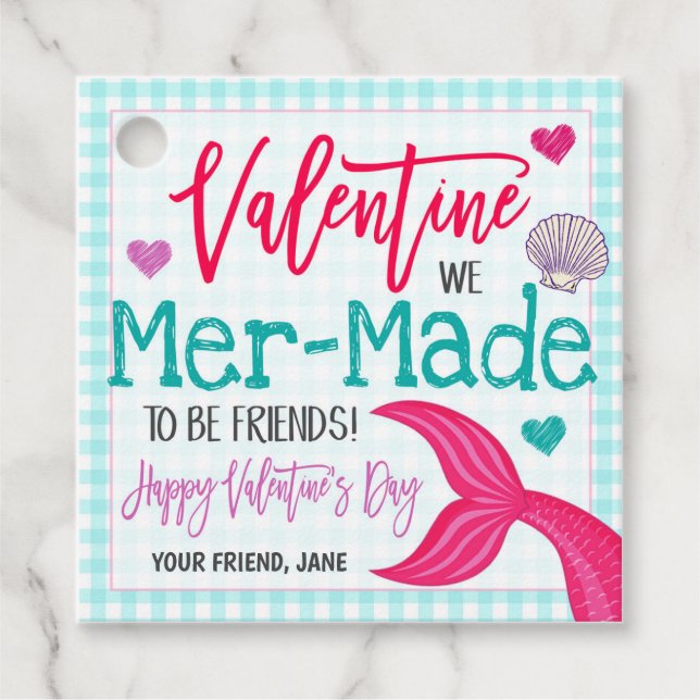 Mermaid Valentine Gift Etiqueta (Anverso)