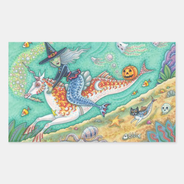 MERMAID WITCH, PEGATINAS DE HALLOWEEN MERHORSE FAN (Anverso)