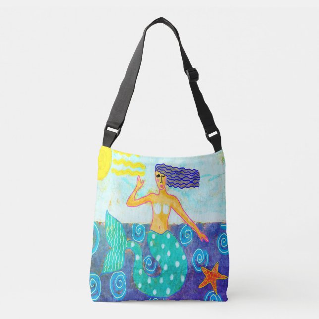 Mermaid y Starfish Resumen Bolsa de Playa de Arte (Anverso)