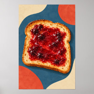 Mermelada de Fresa en Tostada Dorada – Arte Pop Mo